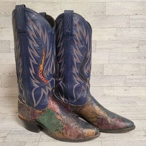 Vintage Dan Post Exotic Rainbow Python Snakeskin Leather Cowboy Boots Women’s 6